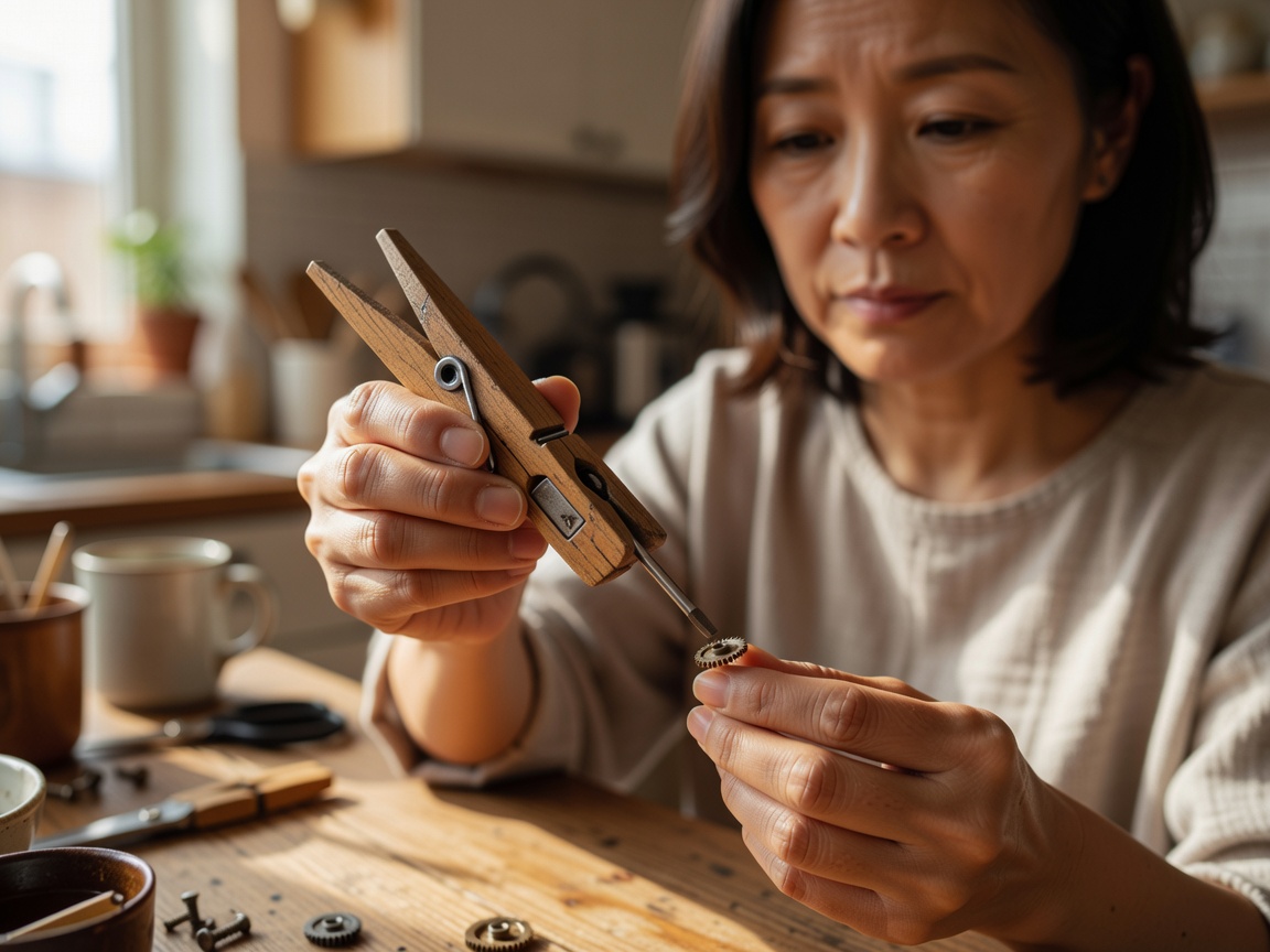 A person testing the secondary feature of an everyday household object